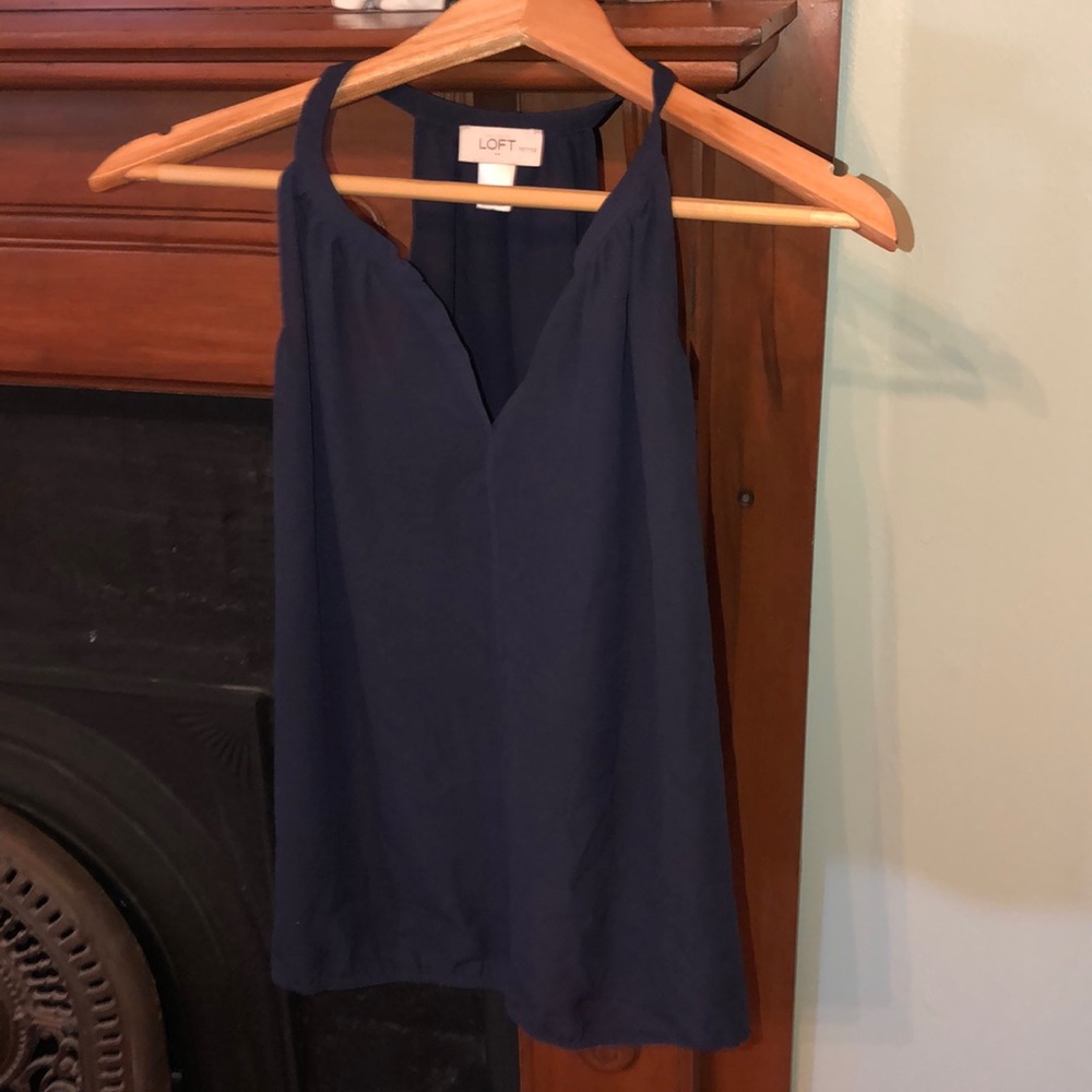 Ann Taylor Loft petites navy blouse SP